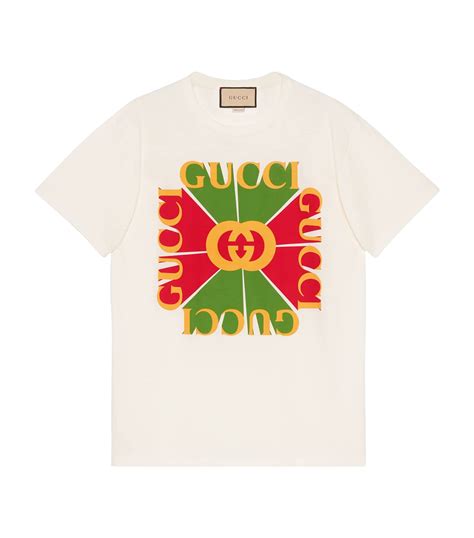 gucci logo cotton t-shirt - white - t-shirts|vintage gucci logo t shirt.